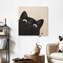 Tableau sur bois Chat noir amusant - Korenkova - Carré