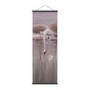 Textielposter lotusbloemen met zwaan in water in donkerroze - Ms Tiff - Panorama