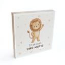 Holzbild zum Hinstellen - Löwe mit Mutmachspruch 'Ich bin stark und mutig'