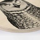 Tableau sur bois Rond Hibou amusant avec café - Korenkova