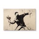 Tableau sur bois Banksy - Le lanceur de fleurs