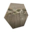 Houten Wanddecoratie lotusbloemen met zwaan in het water in grijs - Ms Tiff