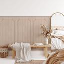 Wandpanelen Wandbekleding zand met houtnerf met sierbiesoptiek