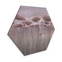 Zeshoek Wanddecoratie lotusbloemen met zwaan in water in schemerroze - Ms Tiff - Alu-Dibond