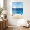 Glazen schilderij Zomerstrand met hond aan zee - Rivers