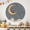 Sticker mural Lièvre et Ours sur la Lune - Oliver Robins - Rond