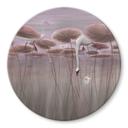 Glasschilderijen Lotusbloemen met zwaan in water in donkerroze - Ms Tiff - Rond