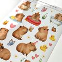 Planche de stickers capybaras mignons en été