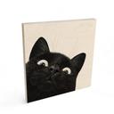Tableau sur bois Chat noir amusant - Korenkova - Carré