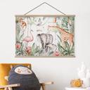 Kinderkamer Textielposter Afrikaanse dieren in het regenwoud - Kvilis