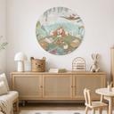 Wanddecoratie Vossenfamilie op de Bloemenweide - Oliver Robins - Alu-Dibond - Rond