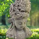 Buddha Büste aus Kunststein, betongrau | 34x21x44 cm