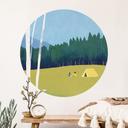 Wallsticker Camping vid skogen - Rivers - Rund