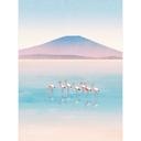 Fotomural Lago de tonos pastel con flamencos - Rivers