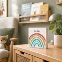 Holzbild zum Hinstellen - Regenbogen mit Mutmachsätzen