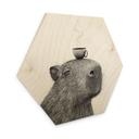 Tableau sur bois Hexagone Capybara Matin Café - Korenkova