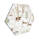 Hexagon Wanddecoratie Vrolijk Bosleven met Dieren - Oliver Robins - Alu-Dibond