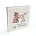 Holzbild zum Hinstellen - Bär und Hase mit dem Satz 'Ich bin freundlich'