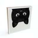 Tableau sur bois à poser Chat noir à l'envers - Korenkova