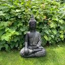 Statuette Bouddha Thai en pierre artificielle noir, argent - 29x18x45 cm