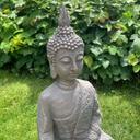 Statuette Bouddha Thai en pierre artificielle gris - 29x18x45 cm