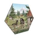 Hexagon Wanddecoratie Paardenwei in het Natuurpark - Oliver Robins - Alu-Dibond