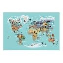 Textielposter World Map - Braun