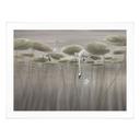 Poster lotusbloemen met zwaan in water in grijs - Ms Tiff