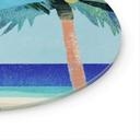 Tableau en verre Plage de vacances avec palmier - Rivers - Rond