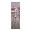 Textielposter lotusbloemen met zwaan in water in donkerroze - Ms Tiff - Panorama