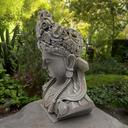 Buddha Büste aus Kunststein, betongrau | 34x21x44 cm