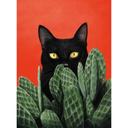 Papier peint photo Chat noir caché dans les cactus - Korenkova