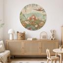 Houten Wanddecoratie Vossenfamilie op de Bloemenweide - Oliver Robins - Rond