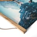 Textielposter Houten loopbrug bij het meer van Braies in de Dolomieten
