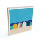 Tableau en bois à poser - Cabanes de plage au bord de la mer - Rivers - 15x15 cm