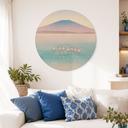 Houten Wanddecoratie Pastelkleurig meer met flamingo's - Rivers - Rond