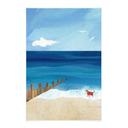 Textielposter Zomerstrand met hond aan zee - Rivers