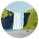 Muursticker Waterval in de bergen - Rivers - Rond