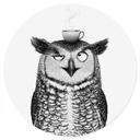 Wallsticker Rolig uggla med kaffe - Korenkova - Rund