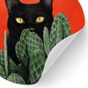 Sticker mural Chat noir caché dans les cactus Rond - Korenkova