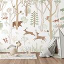Fotomural Habitación Infantil Alegre Vida en el Bosque con Animales - Oliver Robins