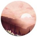 Behangcirkel Roze Zonsondergang boven het Bos - SpaceFrog Designs