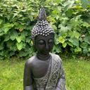 Statuette Bouddha Thai en pierre artificielle noir, argent - 29x18x45 cm