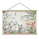 Kinderkamer Textielposter Aziatische dieren in het bamboebos - Kvilis