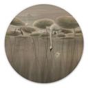 Houten Wanddecoratie lotusbloemen met zwaan in het water in grijs - Ms Tiff - Rond