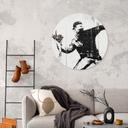 Tableau Banksy - Le lanceur de fleurs - Alu-Dibond rond