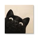Tableau sur bois Chat noir amusant - Korenkova - Carré