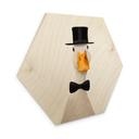 Hexagone Tableau sur bois Gentleman Oie avec chapeau haut-de-forme - Korenkova