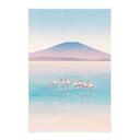 Textielposter Pastelkleurig meer met flamingo's - Rivers