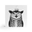 Tableau sur bois à poser - Hibou amusant avec café - Korenkova - 15x15 cm